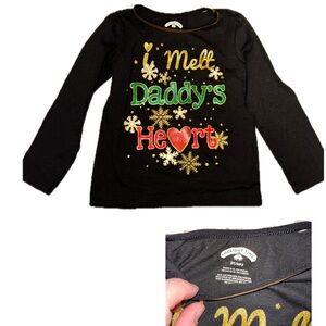 Holiday Time Black and Gold Kids Long Sleeve Tee 3T